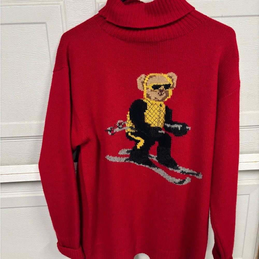 Vintage Ralph Lauren Red Ski Bear Turtleneck Sweater